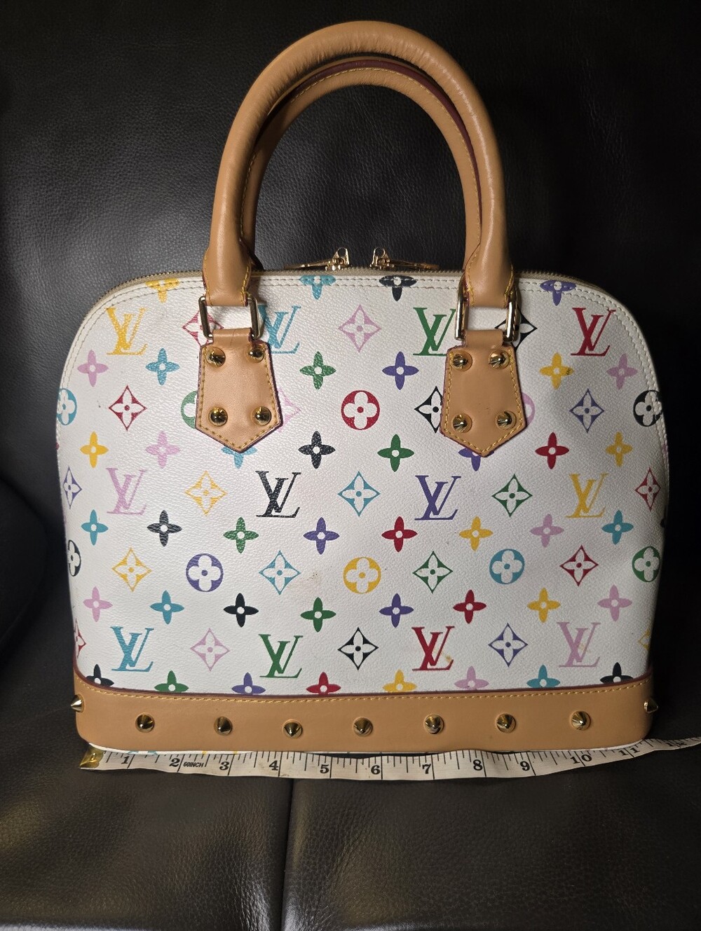 Luxury Inspired  Multicolor Dome Shape Handbag in White